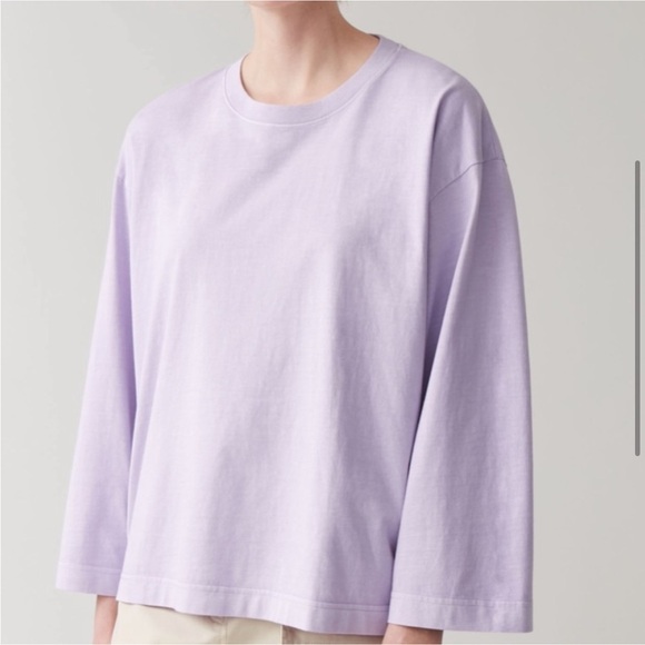 COS Tops - COS Flowy Boxy Oversized Basic Top Long Sleeve T-Shirt Lavender Lilac Size S